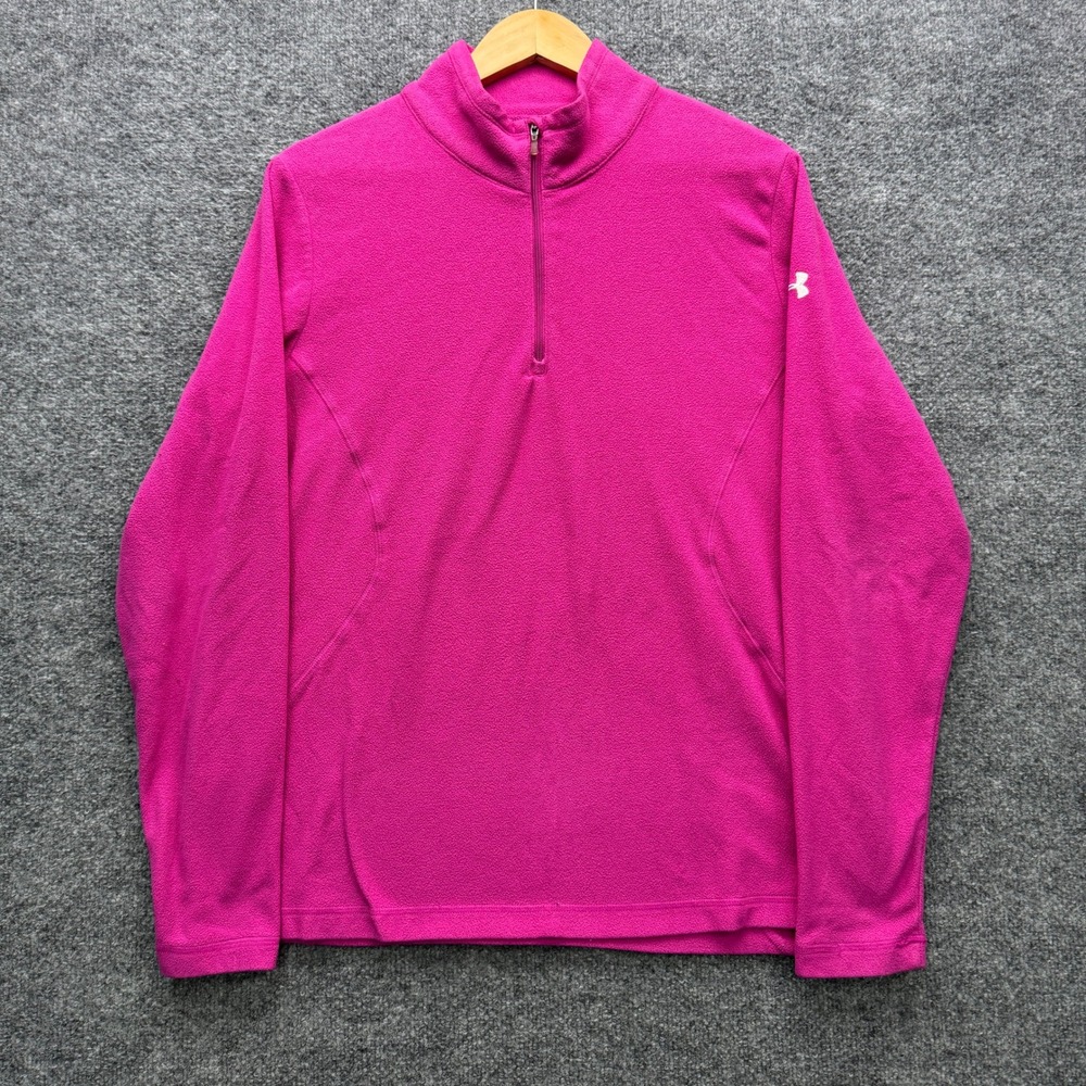 Under Armour Fleece 1/4 Zip Pullover Womens XL Pink Long Sleeve Outdoor Running